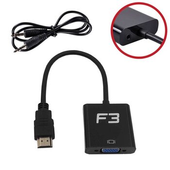 Adaptador HDMI Para VGA Fêmea + Áudio - F3 - JC-AD-HM/VGA