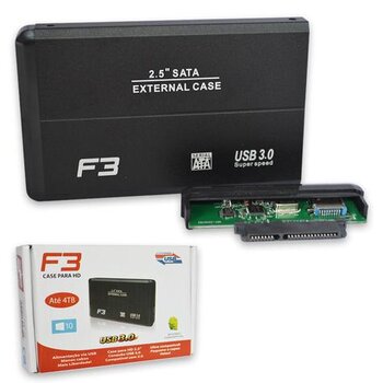 Case Externo USB 3.0 para HD/SSD 2.5 até 4TB - F3 - CS-U3