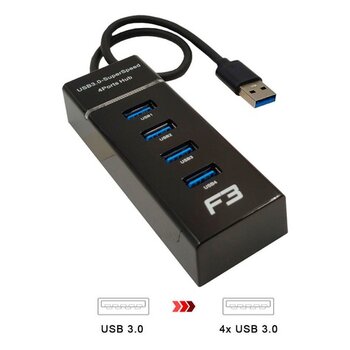 HUB USB 3.0, 4 Portas - F3 - JC-HUB304