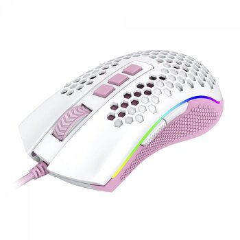 Mouse Gamer Redragon Storm Elite, RGB, 12400 DPI, USB, Branco/Rosa - M808WP-RGB