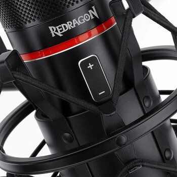 Microfone Gamer Redragon Streamer Blazar C/ Tripé, USB, Black - GM300