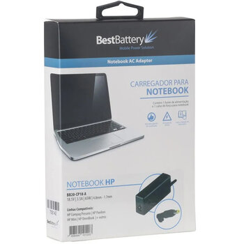 Fonte para Notebook BestBattery, 18.5V 3.5A 65W PLUG 4.8X 1.7MM - BB20-CP18-A