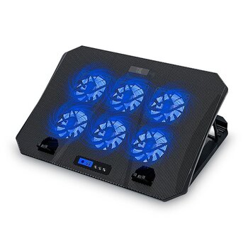 Base para Notebook Propmax High, Maxprint, Preto Com 6 Coolers LED Azul