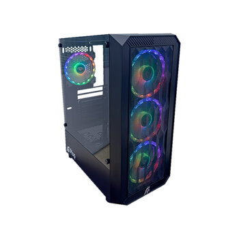 Gabinete Gamer A+ Plus Tech Zohar, Mid Tower, Preto, 4 Fans aRGB, Lateral Vidro