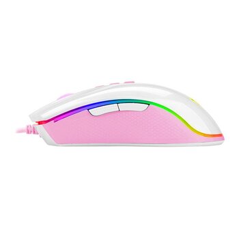 Mouse Gamer Redragon Cobra, RGB, 8 Botões, 12400DPI, Branco/Rosa - M711WP