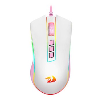 Mouse Gamer Redragon Cobra, RGB, 8 Botões, 12400DPI, Branco/Rosa - M711WP