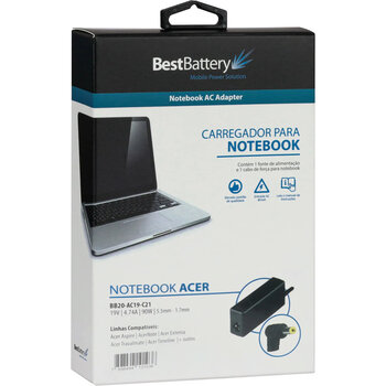 Fonte para Notebook BestBattery, 19V 4.74A 90W PLUG 5.5X1.7MM - BB20-AC19-C21