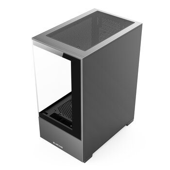 Gabinete Gamer Bluecase Hit Cinza, Cubo Desing, Vidro Temperado - BG-054