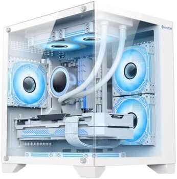 Gabinete Gamer Hayom Branco, 4 Fans RGB, Vidro Temperado - GB1791