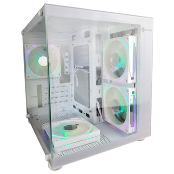 Gabinete Gamer Hayom Branco, 4 Fans RGB, Vidro Temperado - GB1797