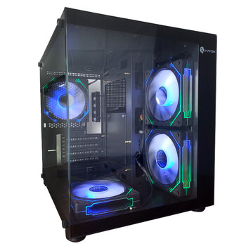 Gabinete Gamer Hayom Preto, 4 Fans RGB, Vidro Temperado - GB1796