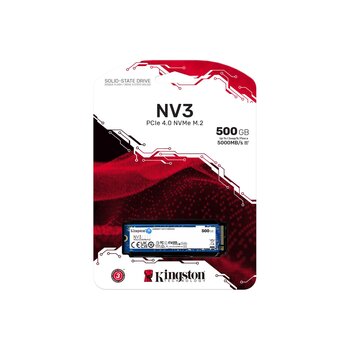 SSD 500 GB Kingston NV3, NVMe, Leitura: 6000MBs, Gravação 4000MBs - SNV3S/500G