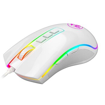 Mouse Gamer Redragon Cobra FPS White, RGB, 16000 DPI, Branco - M711W-FPS