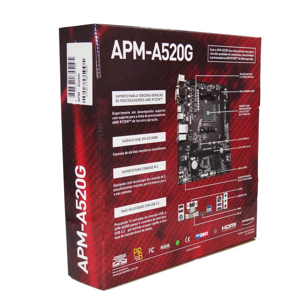 Placa Mae PCWare APM A520G AMD AM4 mATX DDR4 PCWARE NFX